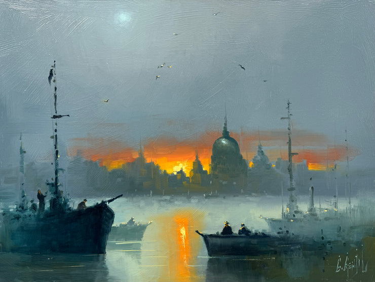 Barcos ao Anoitecer, por Carmelo Gentil - Galeria Um Lugar ao Sol